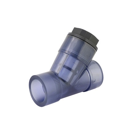 FILTRE EN Y DE75 PVC CORPS TRANSPARENT FEMELLE A COLLER EPDM