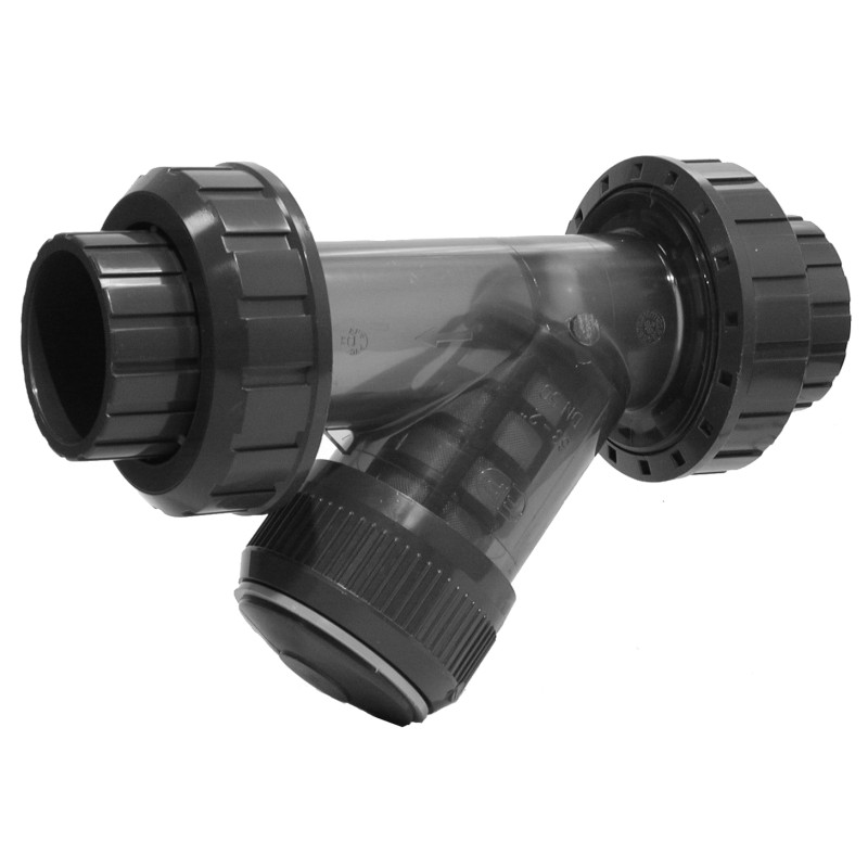 FILTRE EN Y PVC TRANSPARENT D U FEMELLE A COLLER JOINT EPDM DIP 