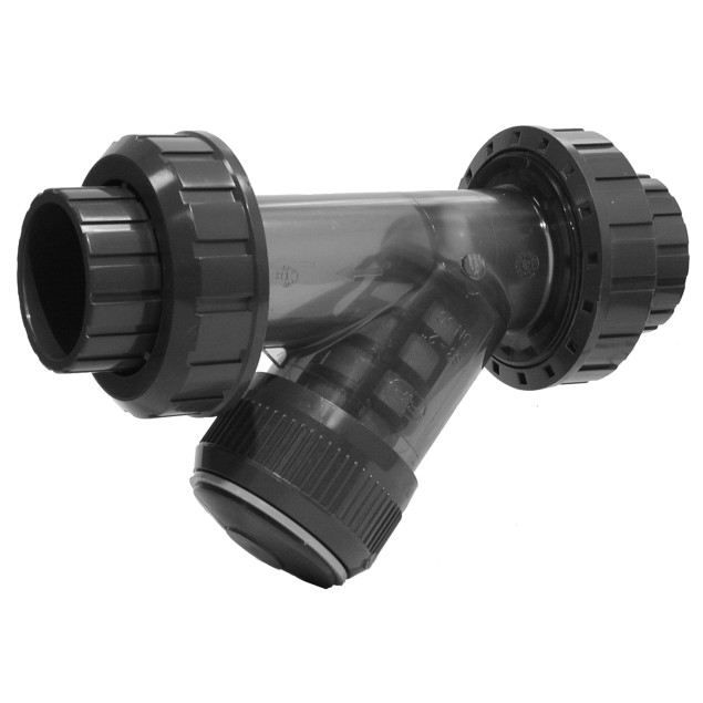 FILTRE EN Y PVC TRANSPARENT D.U. FEMELLE A COLLER JOINT EPDM