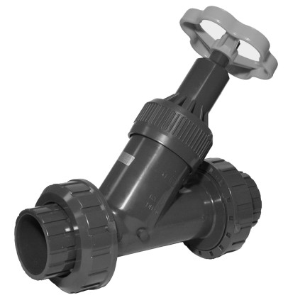VANNE A SIEGE INCLINE PVC RACCORD UNION 3 PIECES EPDM-PE